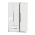 Monaco Wardrobe - 3 Door - LHF 2 Drawers - Tall - Triple - White Gloss and Cashmere