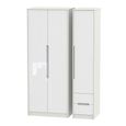 Monaco Wardrobe - 3 Door - RHF 2 Drawers - Tall - Triple - White Gloss and Cashmere