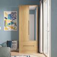 Monaco Wardrobe - 2 Door - 1 Mirror - Tall - Combi - Modern Oak