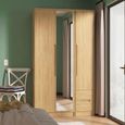 Monaco Wardrobe - 3 Door - 1 Mirror - RHF 2 Drawer - Tall - Combi - Modern Oak