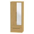 Monaco Wardrobe - 2 Door - 1 Mirror - Tall - Combi - Modern Oak