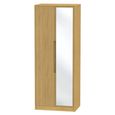 Monaco Wardrobe - 2 Door - 1 Mirror - Tall - Modern Oak