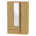 Monaco Wardrobe - 3 Door - 1 Mirror - LHF 2 Drawer - Tall - Combi - Modern Oak