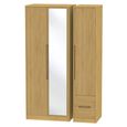 Monaco Wardrobe - 3 Door - 1 Mirror - RHF 2 Drawer - Tall - Combi - Modern Oak