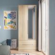 Monaco Wardrobe - 2 Door - 1 Mirror - Tall - Combi - Oak