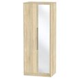 Monaco Wardrobe - 2 Door - 1 Mirror - Tall - Oak