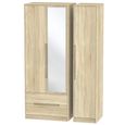 Monaco Wardrobe - 3 Door - 1 Mirror - LHF 2 Drawer - Tall - Combi - Oak