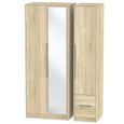 Monaco Wardrobe - 3 Door - 1 Mirror - RHF 2 Drawer - Tall - Combi - Oak