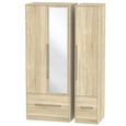 Monaco Wardrobe - 3 Door - 1 Mirror - Tall - Combi - Oak