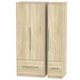 Monaco Wardrobe - 3 Door - 4 Drawer - Tall - Triple - Oak