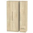 Monaco Wardrobe - 3 Door - RHF 2 Drawer - Tall - Triple - Oak