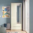 Monaco Wardrobe - 2 Door - 1 Mirror - Tall - Combi - Cream Gloss and Light Oak