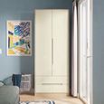 Monaco Wardrobe - 2 Door - 2 Drawer - Tall - Cream Gloss and Light Oak