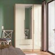 Monaco Wardrobe - 3 Door - 1 Mirror - LHF 2 Drawers - Tall - Combi - Cream Gloss and Light Oak