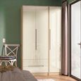 Monaco Wardrobe - 3 Door - LHF 2 Drawers - Tall - Triple - Cream Gloss and Light Oak
