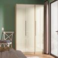 Monaco Wardrobe - 3 Door - Tall - Triple - Cream Gloss and Light Oak