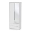 Monaco Wardrobe - 2 Door - 1 Mirror - Tall - Combi - White