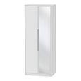 Monaco Wardrobe - 2 Door - Tall - 1 Mirror - White