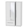 Monaco Wardrobe - 3 Door - 1 Mirror - LHF 2 Drawer - Tall - Combi - White
