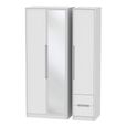 Monaco Wardrobe - 3 Door - 1 Mirror - RHF 2 Drawer - Tall - Combi - White