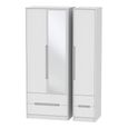 Monaco Wardrobe - 3 Door - 1 Mirror - Tall - Combi - White