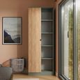 Bora Double Wardrobe - 1 Door - Open Shelf - Gold Craft Oak and Reed Green