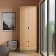 Bora Wardrobe - 2 Door - 2 Drawer - Gold Craft Oak and Reed Green