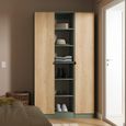 Bora Triple Wardrobe - 2 Door - Open Shelf - Gold Craft Oak and Reed Green