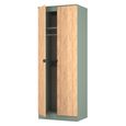 Bora Wardrobe - 2 Door - Gold Craft Oak and Reed Green