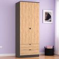 Bora Wardrobe - 2 Door - 2 Drawer - Gold Craft Oak and Graphite
