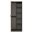 Bora Double Wardrobe - 1 Door - Open Shelf - Gold Craft Oak and Graphite