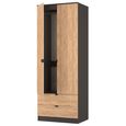 Bora Wardrobe - 2 Door - 2 Drawer - Gold Craft Oak and Graphite