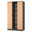 Bora Triple Wardrobe - 2 Door - Open Shelf - Gold Craft Oak and Graphite