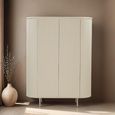 Patou Curved Fluted Wardrobe - 2 Door - Off White - Mango Wood