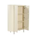 Patou Curved Fluted Wardrobe - 2 Door - Off White - Mango Wood