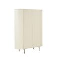 Patou Curved Fluted Wardrobe - 2 Door - Off White - Mango Wood