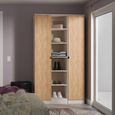 Bora Triple Wardrobe - 2 Door - Open Shelf - Gold Craft Oak and Kashmir Matt