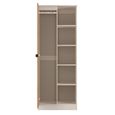 Bora Double Wardrobe - 1 Door - Open Shelf - Gold Craft Oak and Kashmir Matt