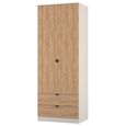 Bora Wardrobe - 2 Door - 2 Drawer - Gold Craft Oak and Kashmir Matt