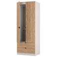 Bora Wardrobe - 2 Door - 2 Drawer - Gold Craft Oak and Kashmir Matt
