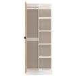 Bora Double Wardrobe - 1 Door - Open Shelf - Gold Craft Oak and White Matt