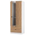 Bora Wardrobe - 2 Door - 2 Drawer - Gold Craft Oak and White Matt