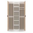 Bora Triple Wardrobe - 2 Door - Open Shelf - Gold Craft Oak and White Matt