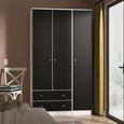 Yarmouth Wardrobe - 3 Door - 2 Drawer - Black Matt and White Matt