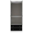 Yarmouth Wardrobe - 2 Door - 2 Drawer - Black Matt and White Matt