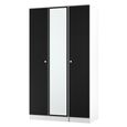 Yarmouth Wardrobe - 3 Door - 1 Mirror - Black Matt and White Matt