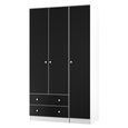 Yarmouth Wardrobe - 3 Door - 2 Drawer - Black Matt and White Matt