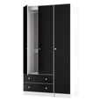 Yarmouth Wardrobe - 3 Door - 2 Drawer - Black Matt and White Matt