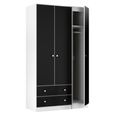Yarmouth Wardrobe - 3 Door - 2 Drawer - Black Matt and White Matt
