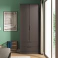Fluted Wardrobe - 2 Door - 2 Drawer - Graphite